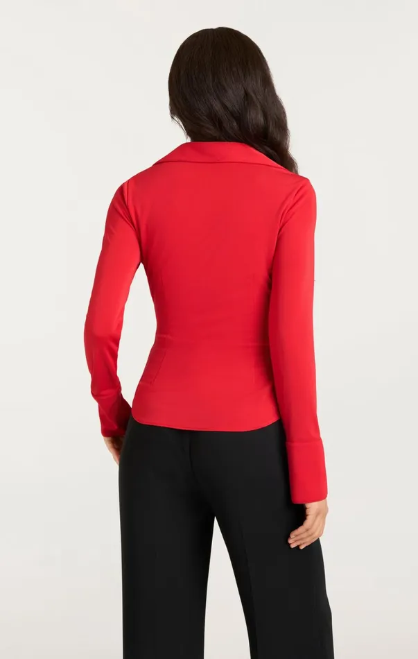 Women Long Sleeve Tops Cinq Sept Matte Jersey Mckenna Top Candy Apple