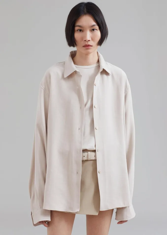 Women Lotta Fluid Shirt 8211 Beige The Frankie Shop Tops