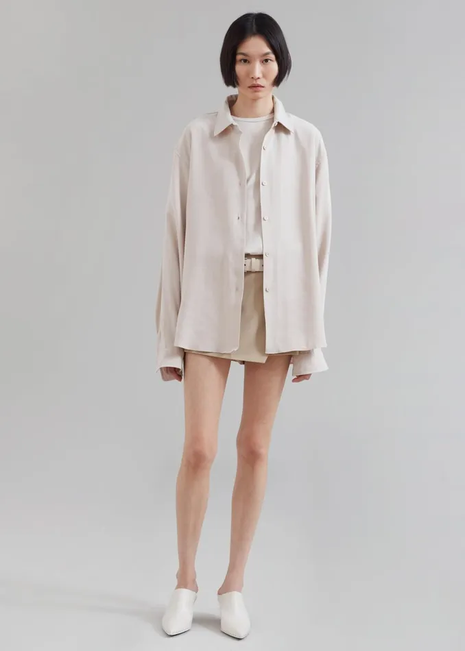 Women Lotta Fluid Shirt 8211 Beige The Frankie Shop Tops