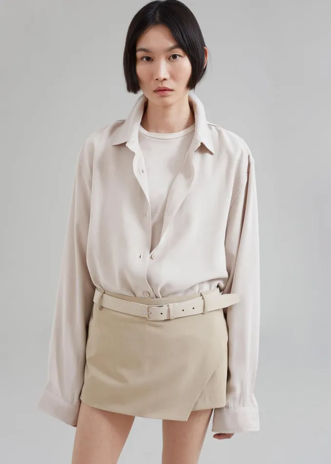 Women Lotta Fluid Shirt 8211 Beige The Frankie Shop Tops