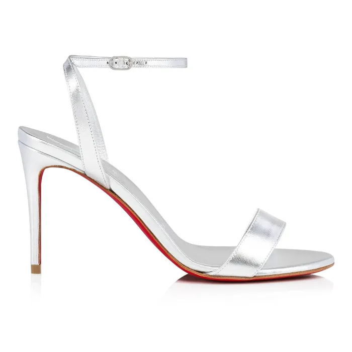 Women Loubigirl 85mm Strappy Sandals 8211 Iridescent Leather 8211 Silver Christian Louboutin Sandals and Slides