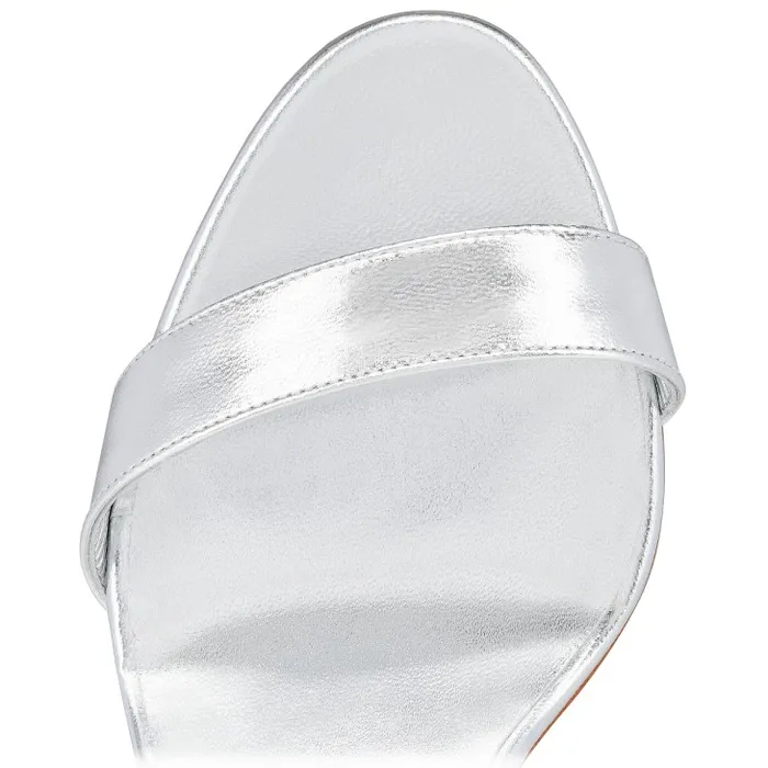 Women Loubigirl 85mm Strappy Sandals 8211 Iridescent Leather 8211 Silver Christian Louboutin Sandals and Slides