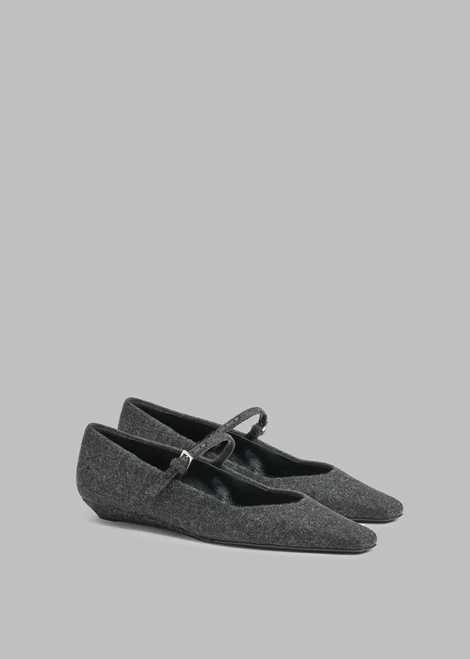 Women Loulou Studio Regane Flannel Ballerinas 8211 Anthracite The Frankie Shop