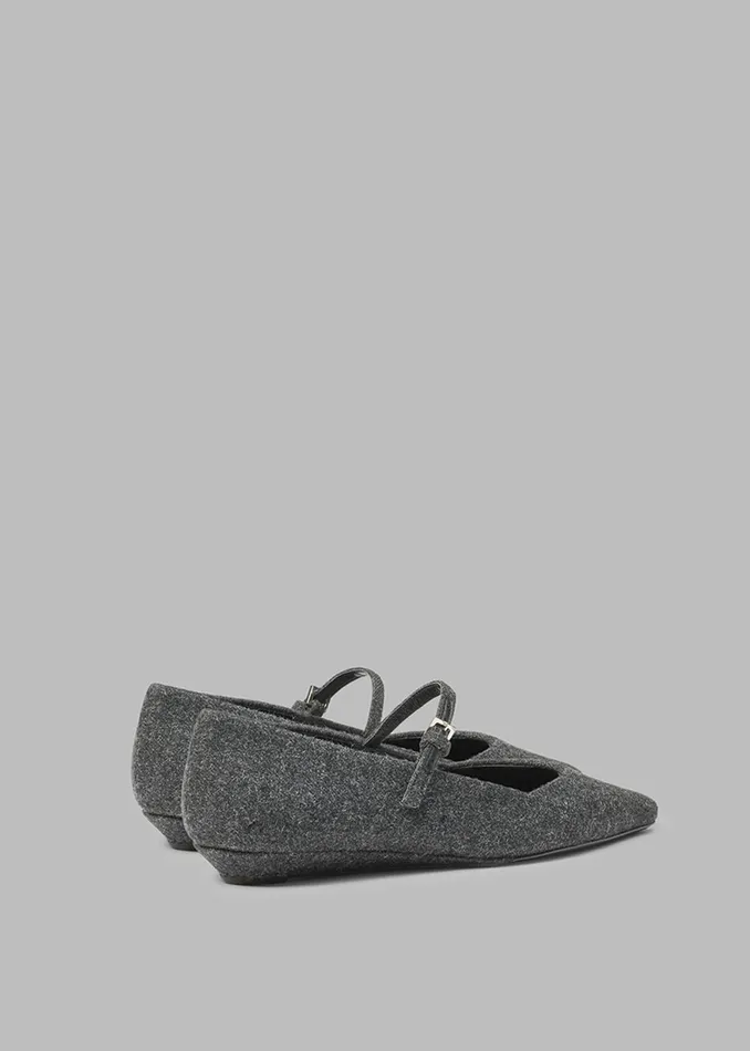 Women Loulou Studio Regane Flannel Ballerinas 8211 Anthracite The Frankie Shop