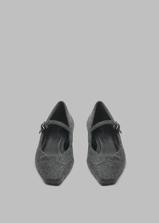 Women Loulou Studio Regane Flannel Ballerinas 8211 Anthracite The Frankie Shop