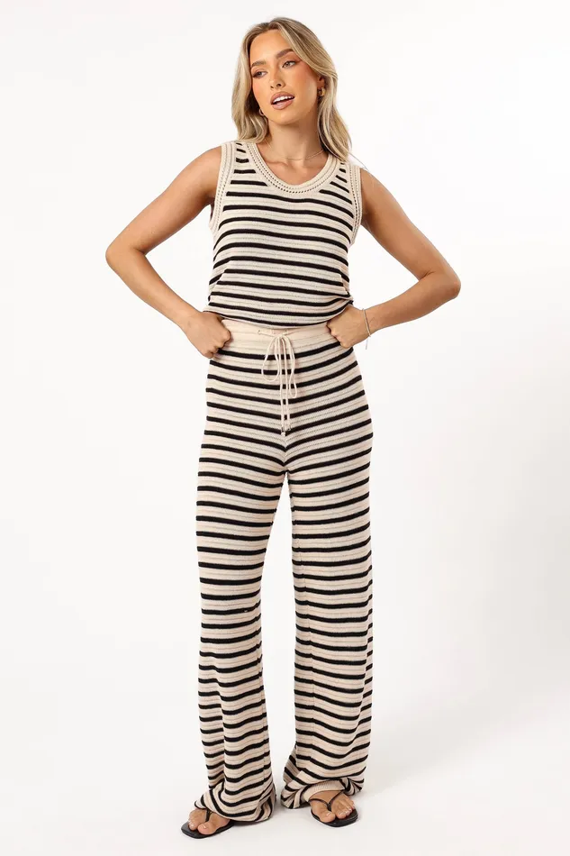Women Loungewear petalandpup Cherie Knit Top 8211 Sand Black Sand Black