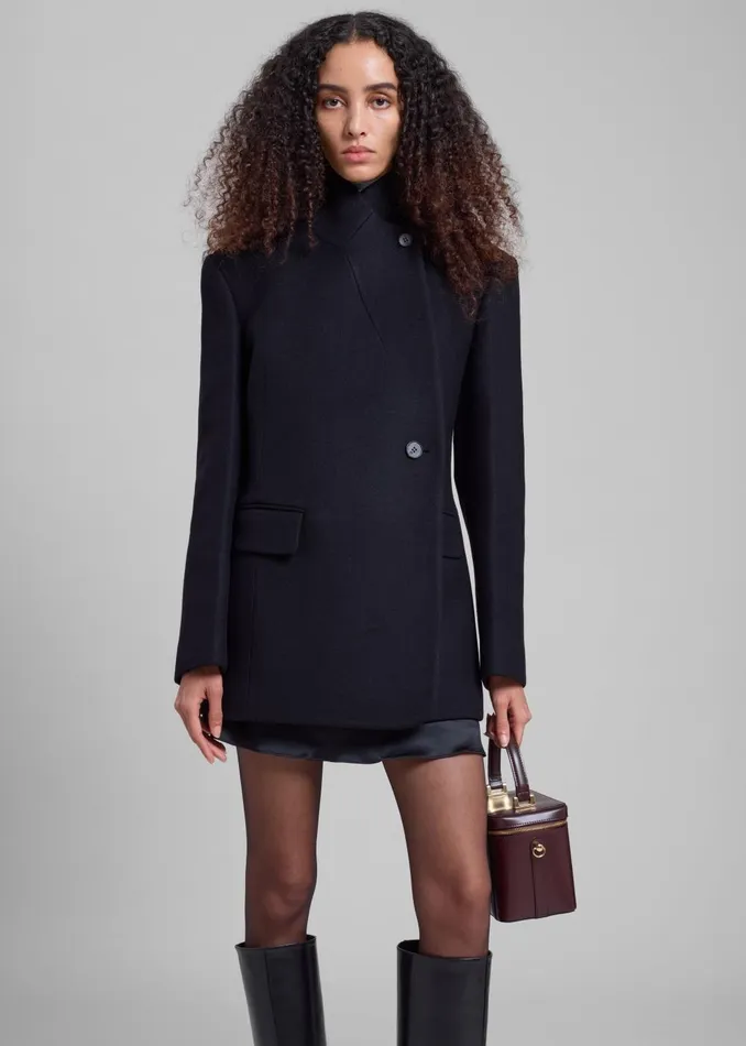 Women Low Classic Slim Fit Wool Coat 8211 Black The Frankie Shop Outerwear