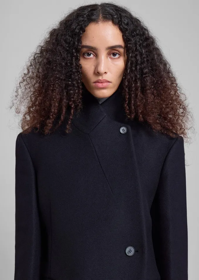 Women Low Classic Slim Fit Wool Coat 8211 Black The Frankie Shop Outerwear