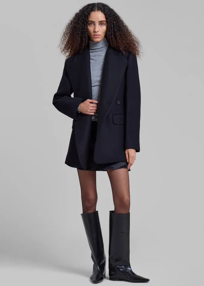 Women Low Classic Slim Fit Wool Coat 8211 Black The Frankie Shop Outerwear