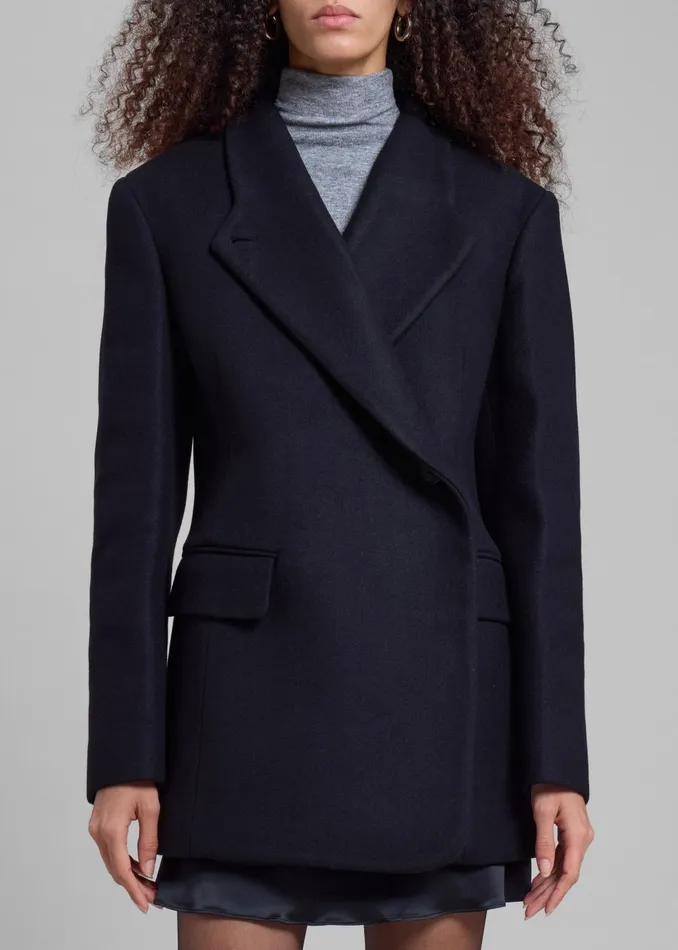 Women Low Classic Slim Fit Wool Coat 8211 Black The Frankie Shop Outerwear