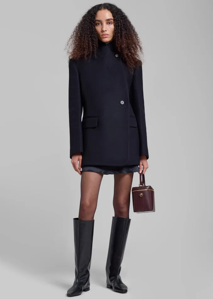 Women Low Classic Slim Fit Wool Coat 8211 Black The Frankie Shop Outerwear