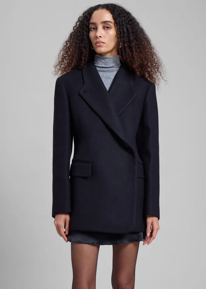 Women Low Classic Slim Fit Wool Coat 8211 Black The Frankie Shop Outerwear