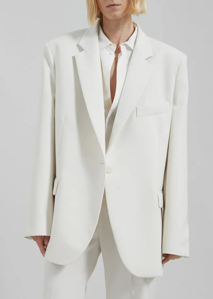 Women Lyra Oversized Blazer 8211 White The Frankie Shop Outerwear