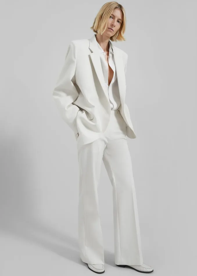 Women Lyra Oversized Blazer 8211 White The Frankie Shop Outerwear