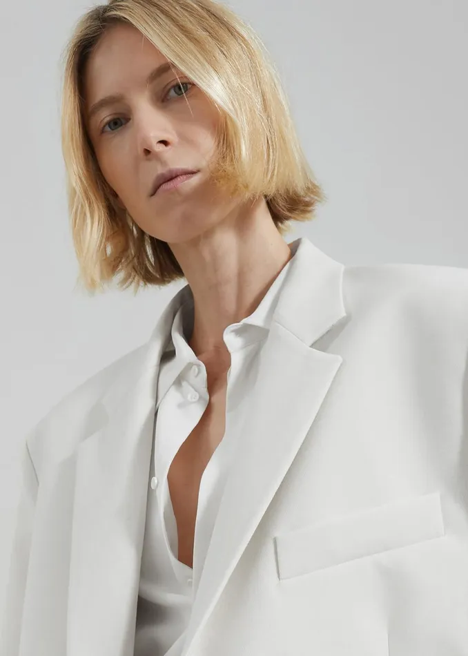 Women Lyra Oversized Blazer 8211 White The Frankie Shop Outerwear
