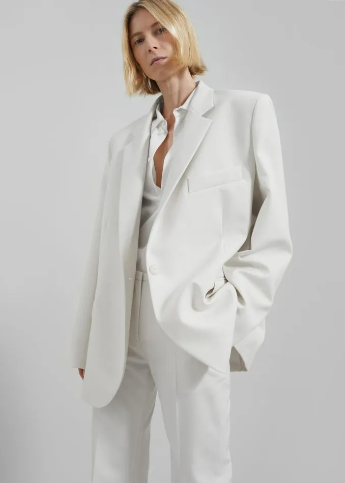 Women Lyra Oversized Blazer 8211 White The Frankie Shop Outerwear