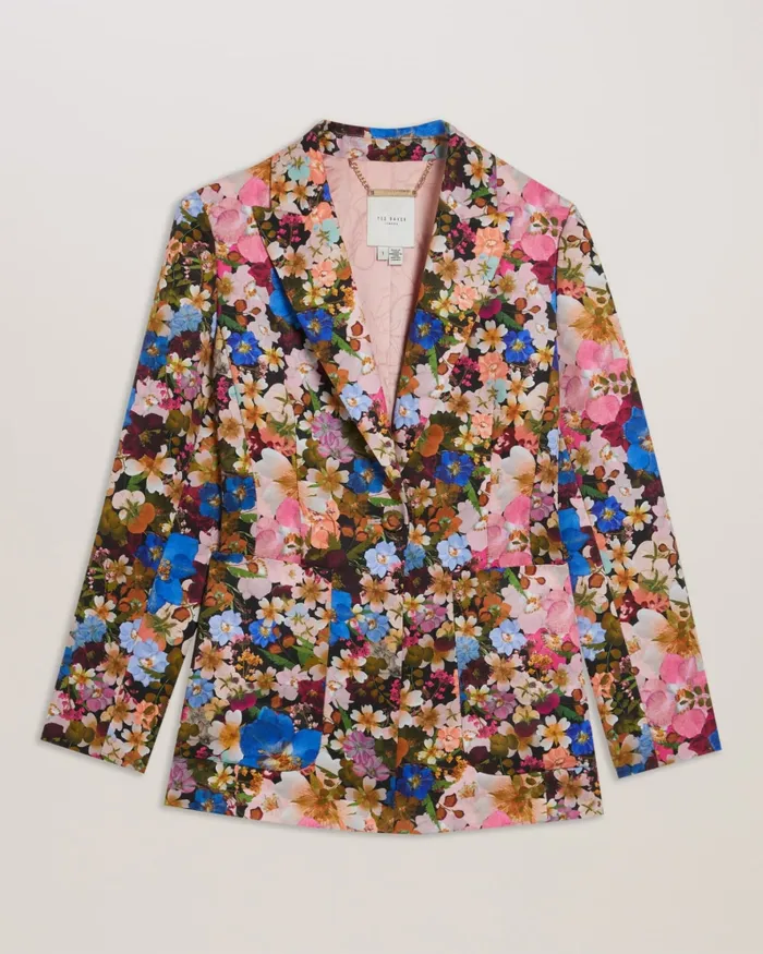Women MADONIA 8211 Floral Single Breasted Tailored Blazer Black Ted Baker Coats and Jackets