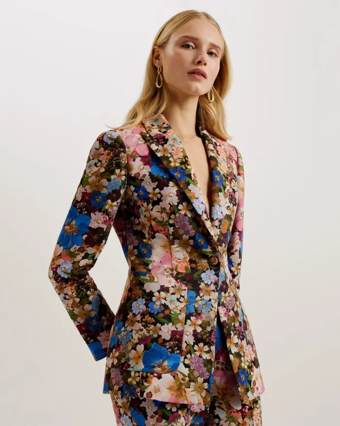 Women MADONIA 8211 Floral Single Breasted Tailored Blazer Black Ted Baker Coats and Jackets Women MADONIA 8211 Floral Single Breasted Tailored Blazer Black Ted Baker Coats and Jackets