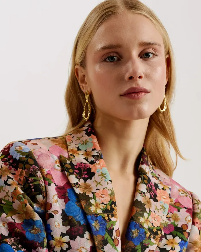 Women MADONIA 8211 Floral Single Breasted Tailored Blazer Black Ted Baker Coats and Jackets Women MADONIA 8211 Floral Single Breasted Tailored Blazer Black Ted Baker Coats and Jackets