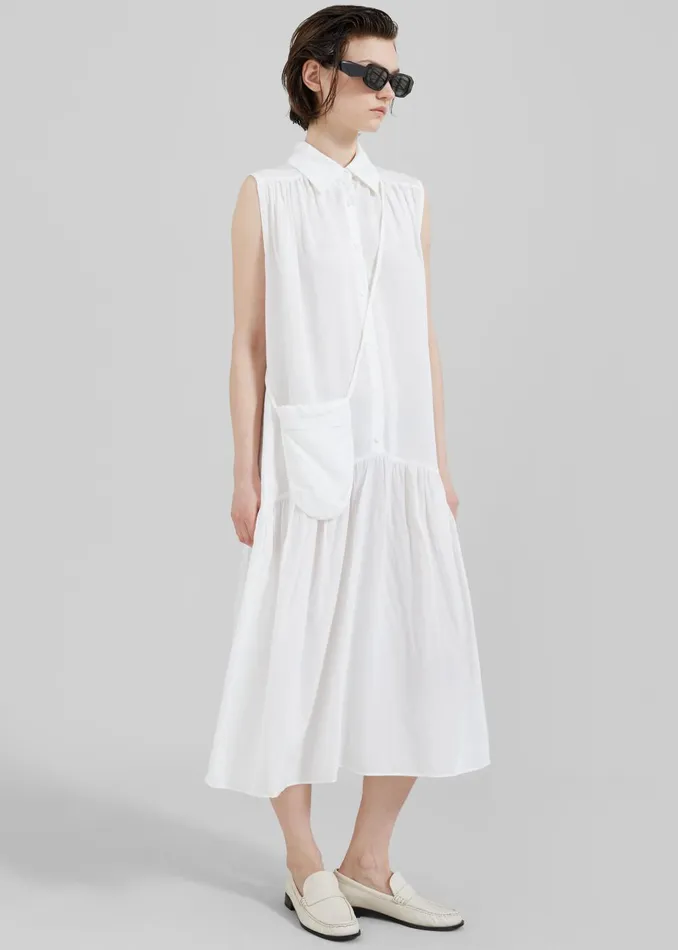 Women Maela Button Up Midi Dress 8211 White The Frankie Shop Dresses