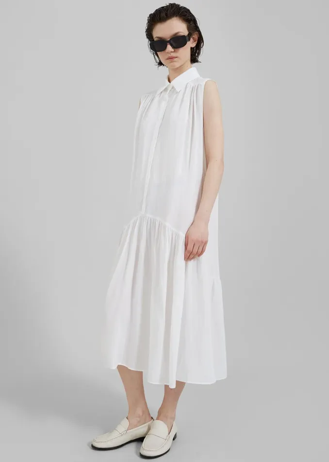 Women Maela Button Up Midi Dress 8211 White The Frankie Shop Dresses