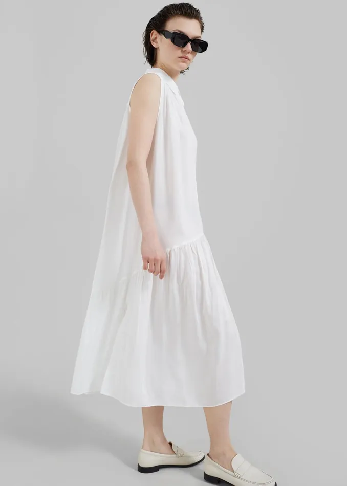 Women Maela Button Up Midi Dress 8211 White The Frankie Shop Dresses