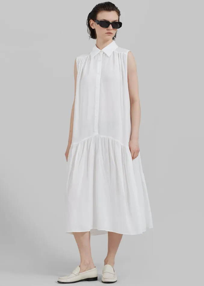 Women Maela Button Up Midi Dress 8211 White The Frankie Shop Dresses