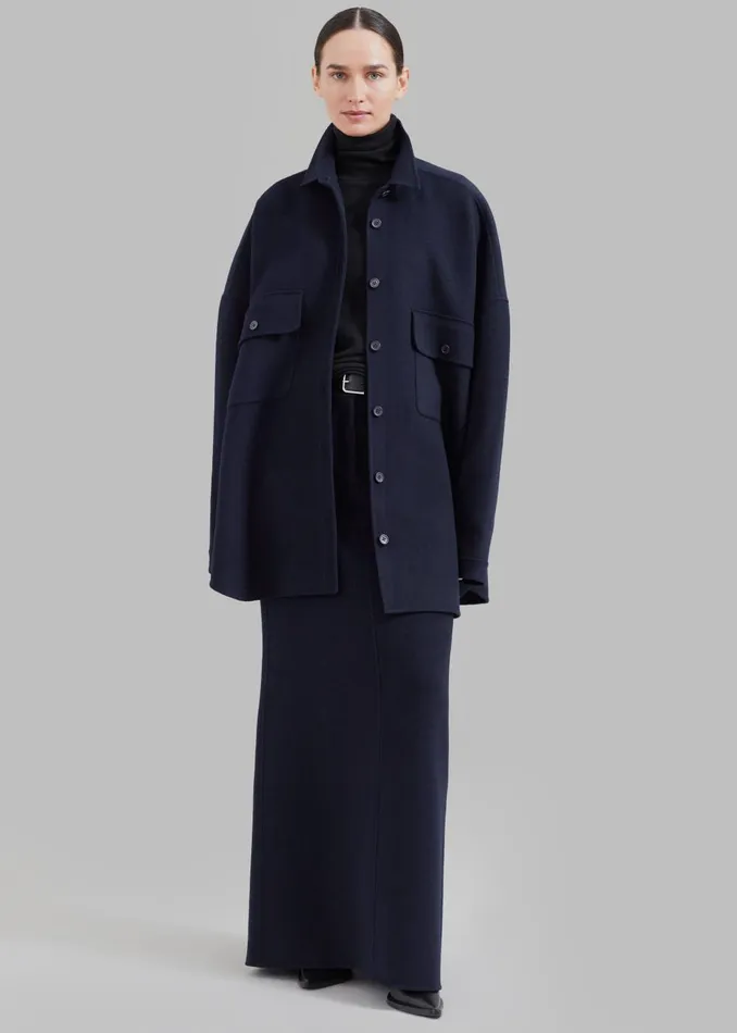 Women Malvo Long Wool Pencil Skirt 8211 Navy The Frankie Shop Bottoms