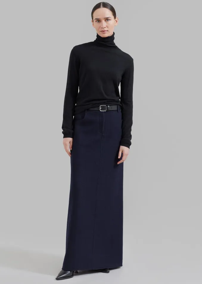 Women Malvo Long Wool Pencil Skirt 8211 Navy The Frankie Shop Bottoms