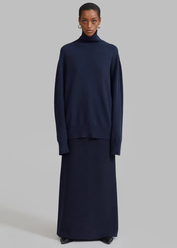 Women Malvo Long Wool Pencil Skirt 8211 Navy The Frankie Shop Bottoms