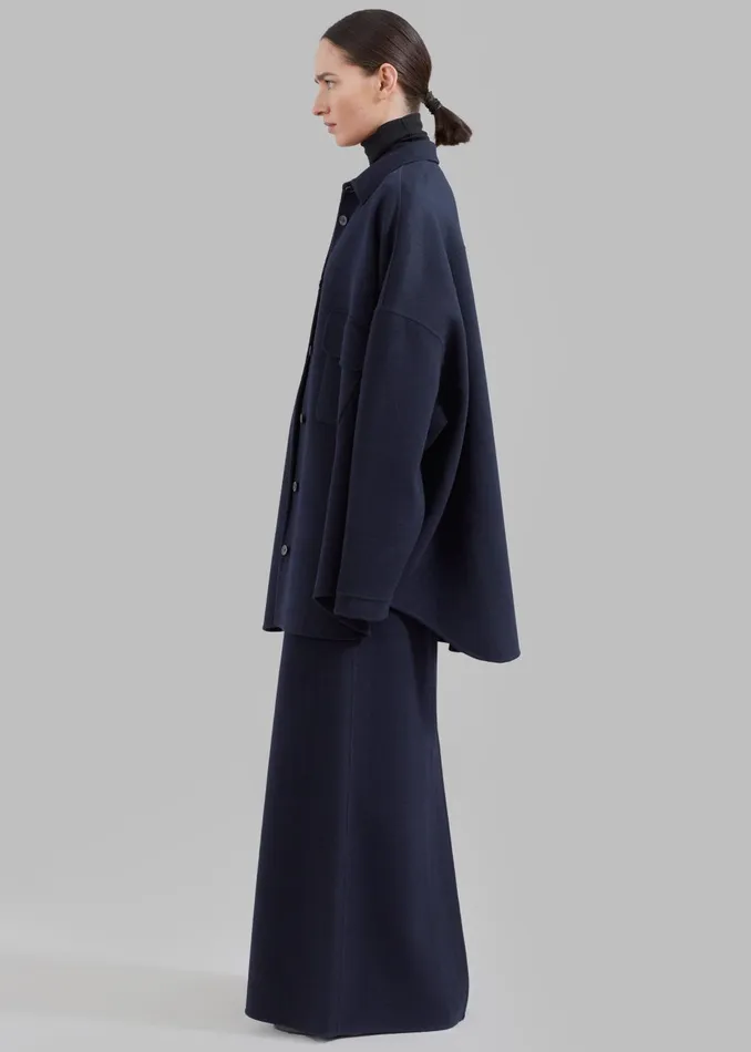 Women Malvo Long Wool Pencil Skirt 8211 Navy The Frankie Shop Bottoms