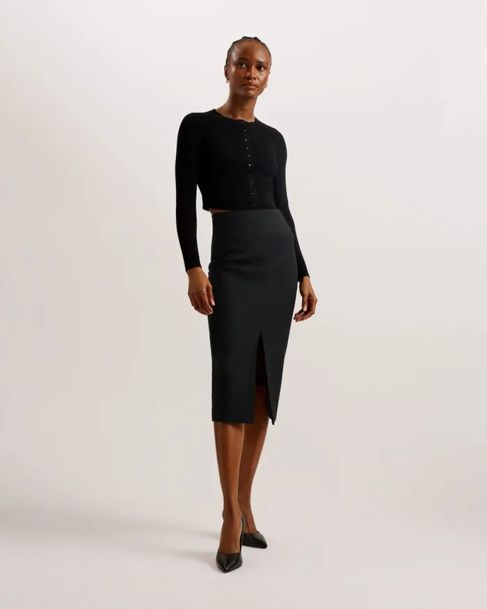 Women MANABUS 8211 Tailored Midi Pencil Skirt With Front Split Black Ted Baker Skirts Women MANABUS 8211 Tailored Midi Pencil Skirt With Front Split Black Ted Baker Skirts