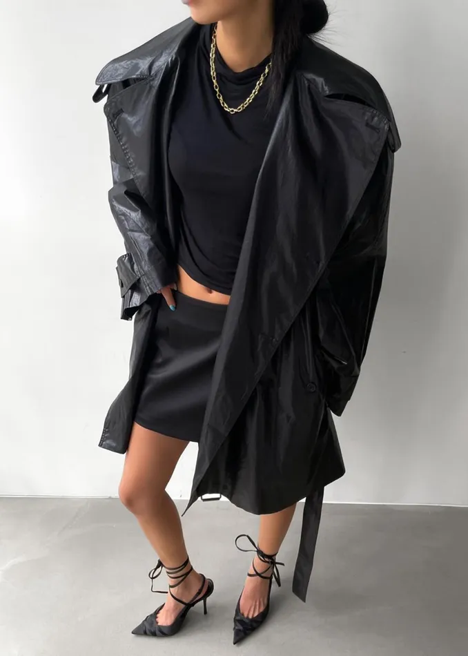 Women Manila Oversized Trench 8211 Black The Frankie Shop Outerwear