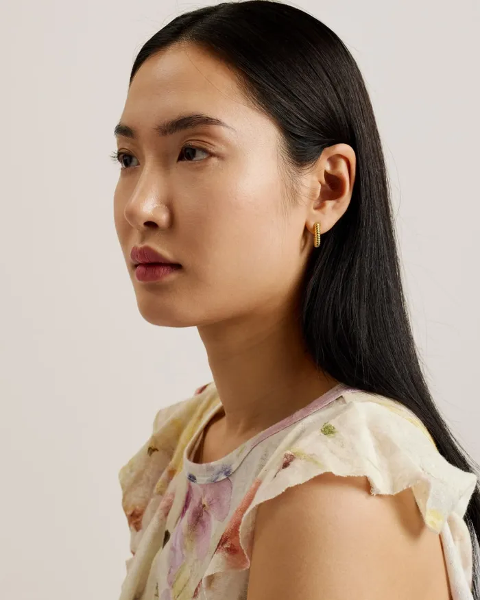 Women MARETAA 8211 Frill Trim Floral Cotton Linen Top White Ted Baker Tops and Blouses
