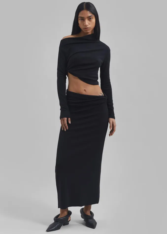 Women Margot Asymmetric Skirt 8211 Black The Frankie Shop Bottoms