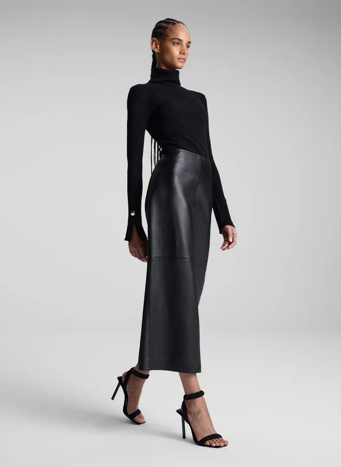 Women Marta Leather Midi Skirt Black ALC Bottoms