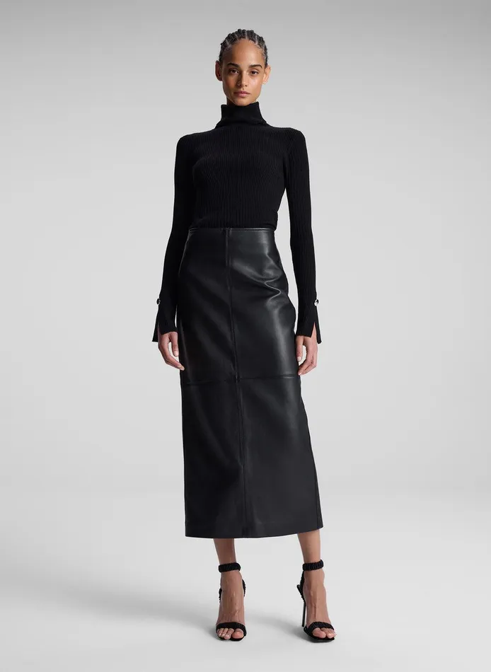 Women Marta Leather Midi Skirt Black ALC Bottoms
