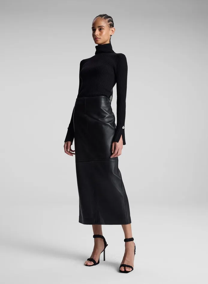 Women Marta Leather Midi Skirt Black ALC Bottoms