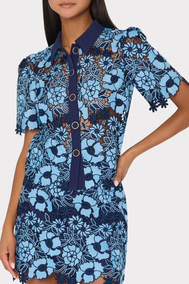 Women Matching Sets Milly Two Tone Floral Lace Mini Skirt Bluenavy Women Matching Sets Milly Two Tone Floral Lace Mini Skirt Bluenavy
