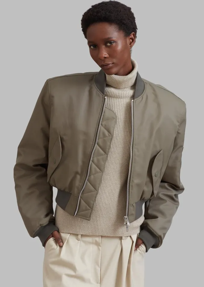 Women Mati Cropped Padded Bomber 8211 Olive The Frankie Shop Outerwear