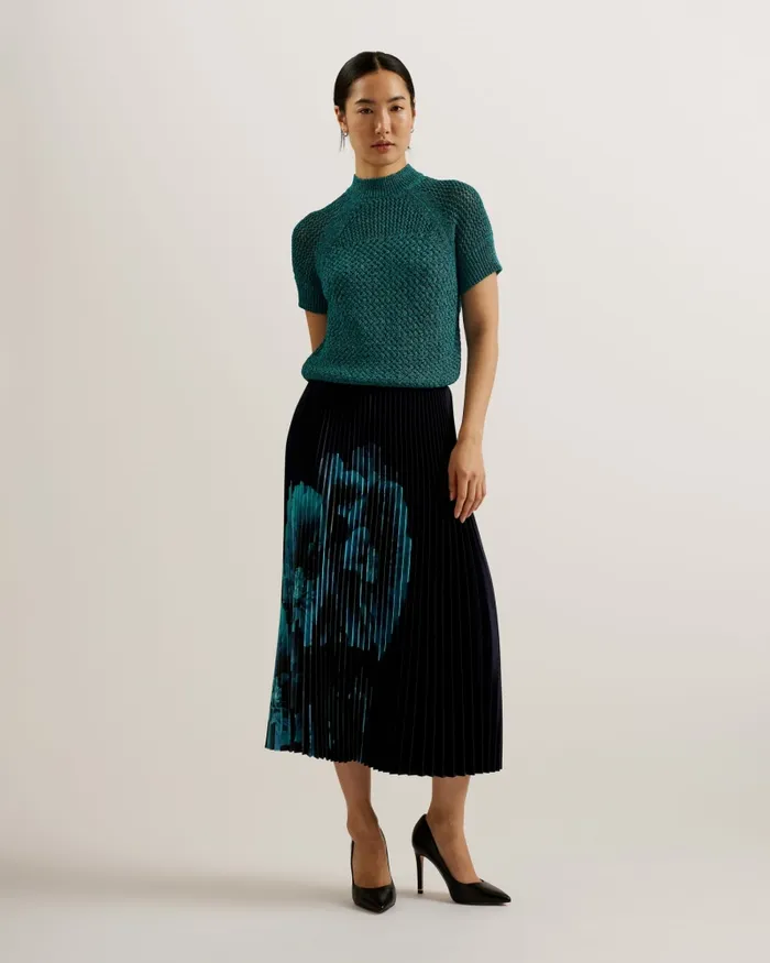 Women MATILDR 8211 Metallic Mock Neck Knitted Top Green Ted Baker Tops and Blouses Women MATILDR 8211 Metallic Mock Neck Knitted Top Green Ted Baker Tops and Blouses