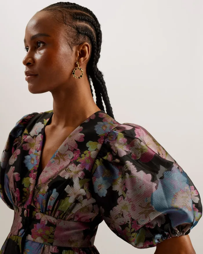 Women MATSEA 8211 Button Front Jacquard Midi Dress Black Ted Baker Dresses Women MATSEA 8211 Button Front Jacquard Midi Dress Black Ted Baker Dresses