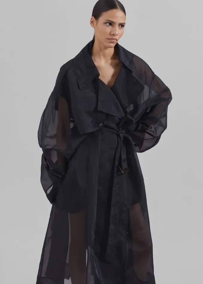 Women Mavis Oversized Sheer Trench 8211 Black The Frankie Shop Outerwear