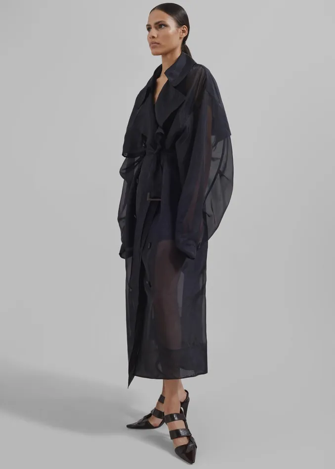 Women Mavis Oversized Sheer Trench 8211 Black The Frankie Shop Outerwear