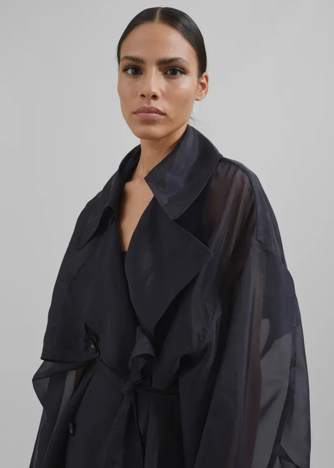 Women Mavis Oversized Sheer Trench 8211 Black The Frankie Shop Outerwear