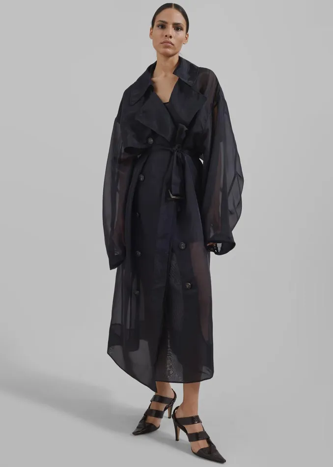 Women Mavis Oversized Sheer Trench 8211 Black The Frankie Shop Outerwear