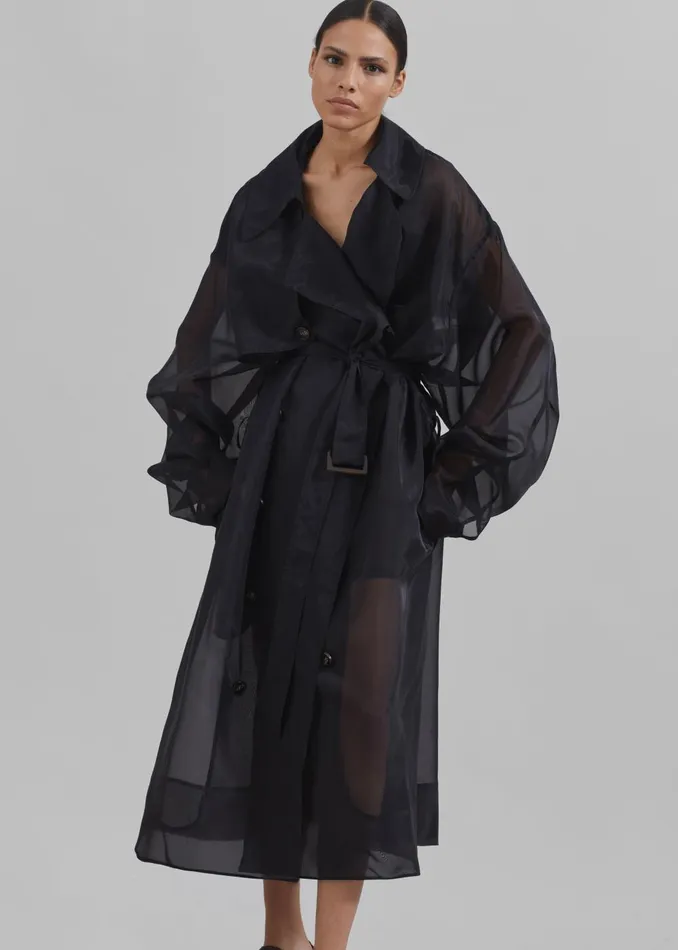 Women Mavis Oversized Sheer Trench 8211 Black The Frankie Shop Outerwear