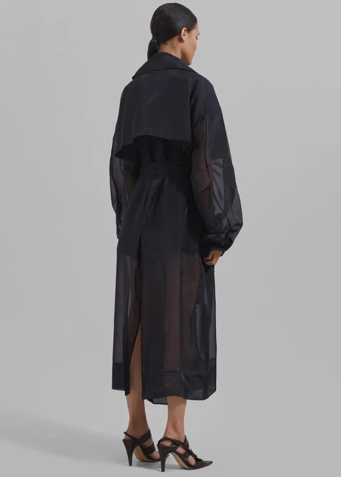 Women Mavis Oversized Sheer Trench 8211 Black The Frankie Shop Outerwear