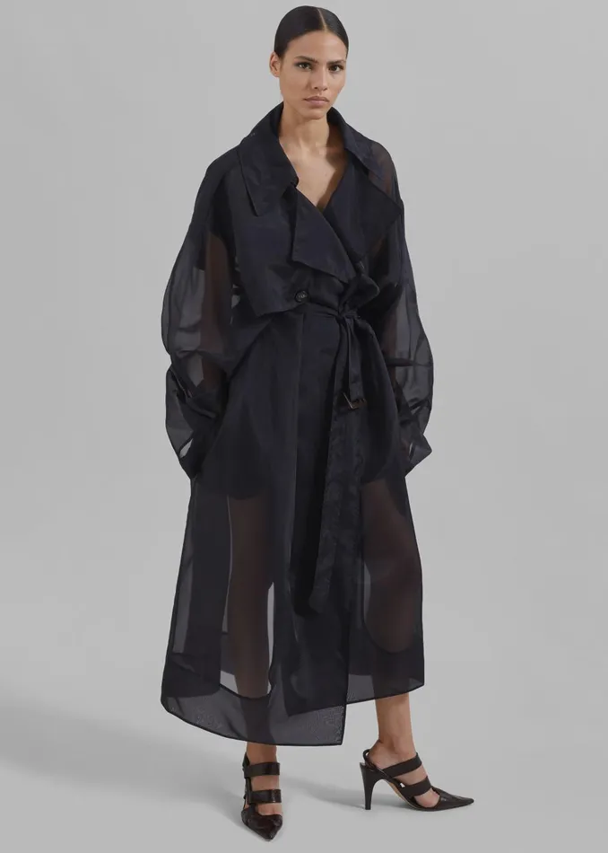 Women Mavis Oversized Sheer Trench 8211 Black The Frankie Shop Outerwear