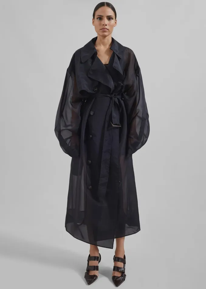 Women Mavis Oversized Sheer Trench 8211 Black The Frankie Shop Outerwear